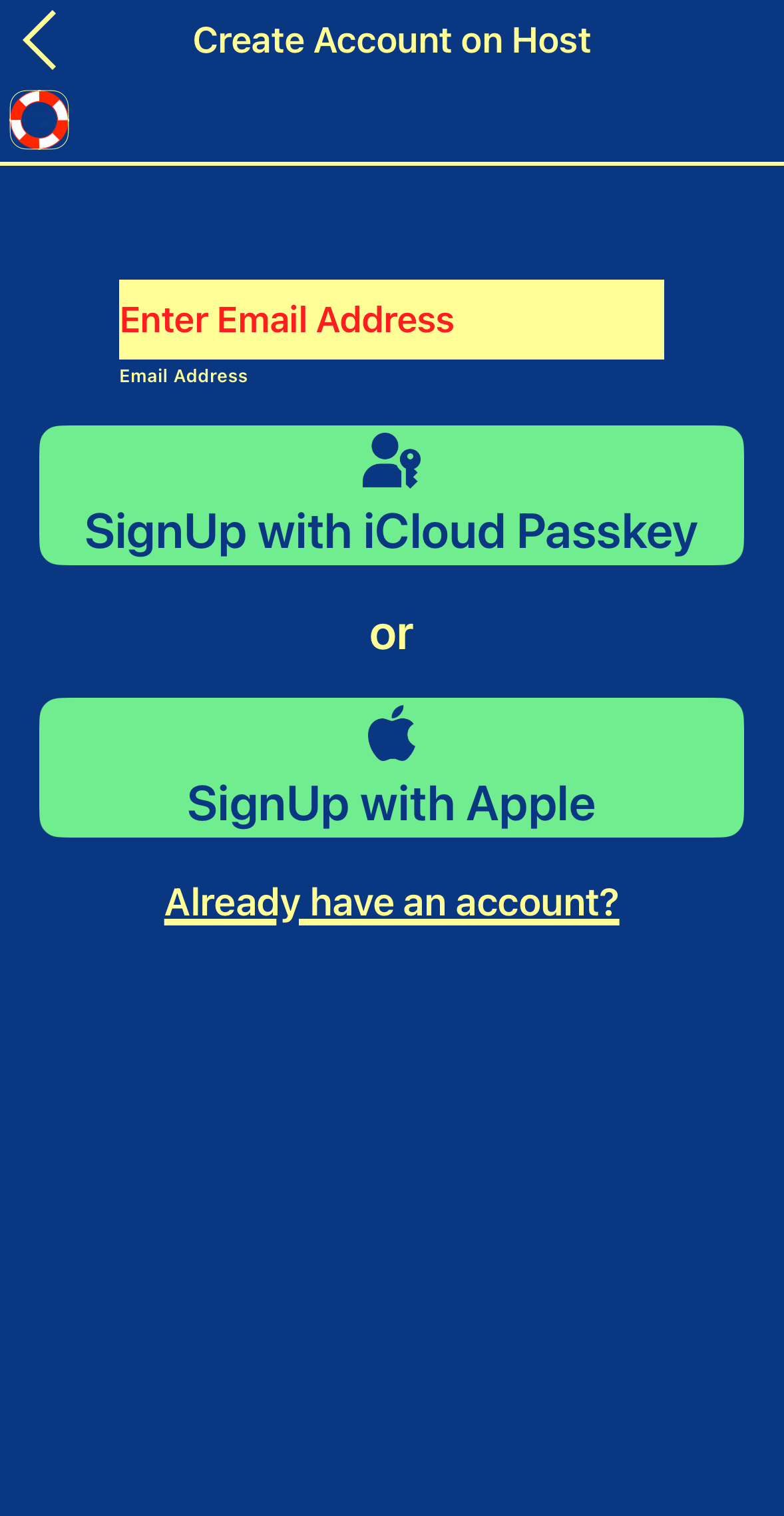 Create Account on Host