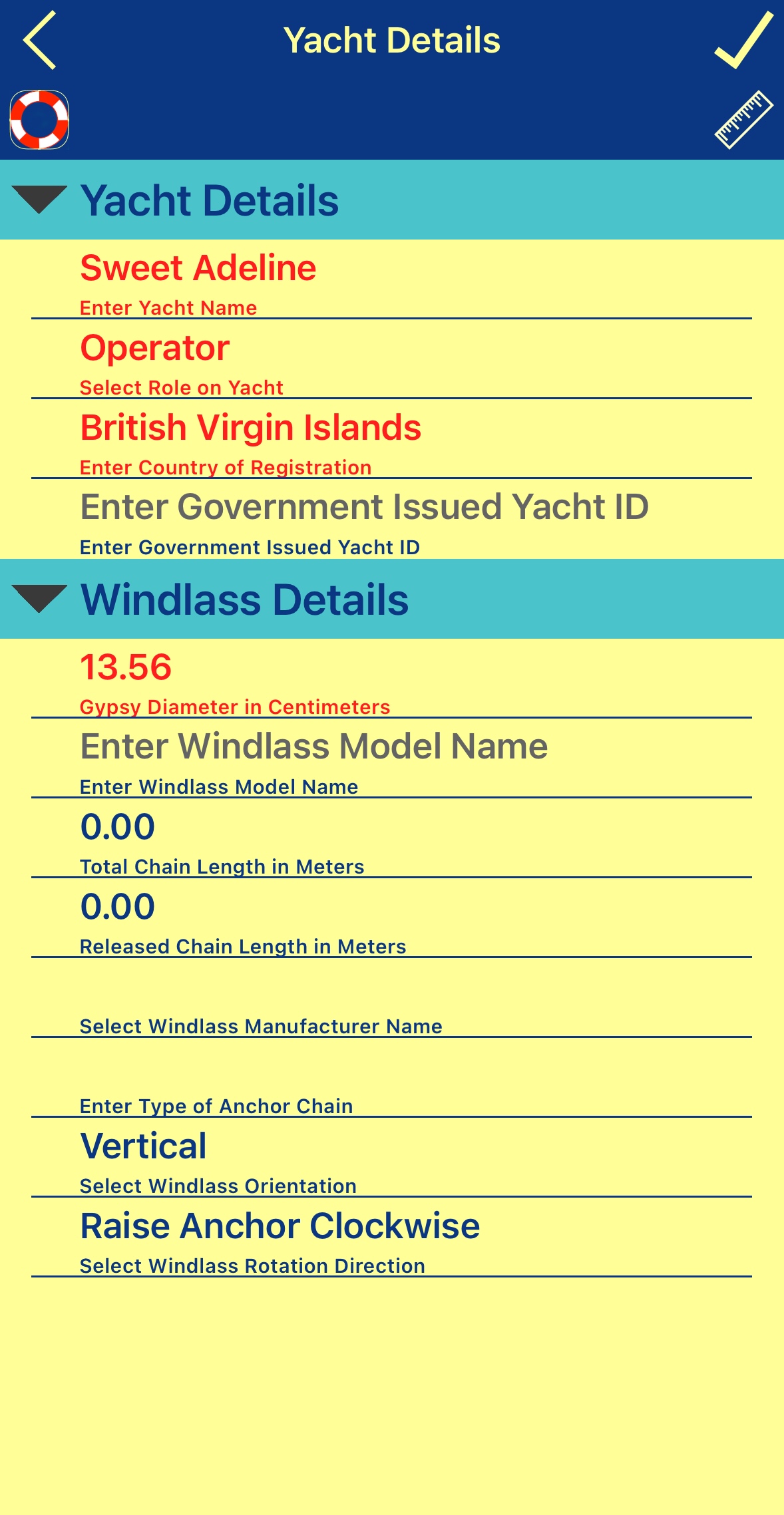 Edit Yacht Details