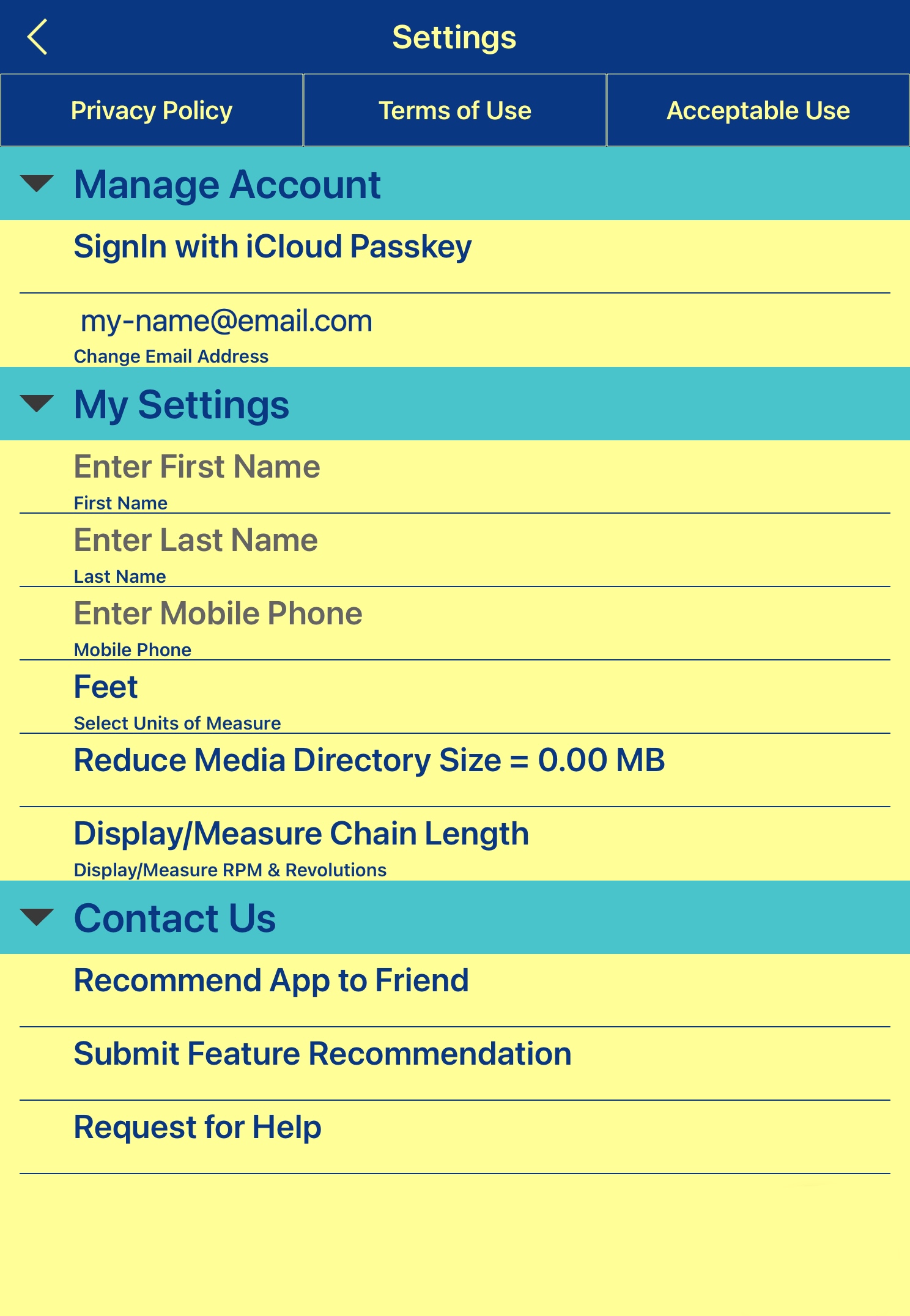 App Settings - iPad