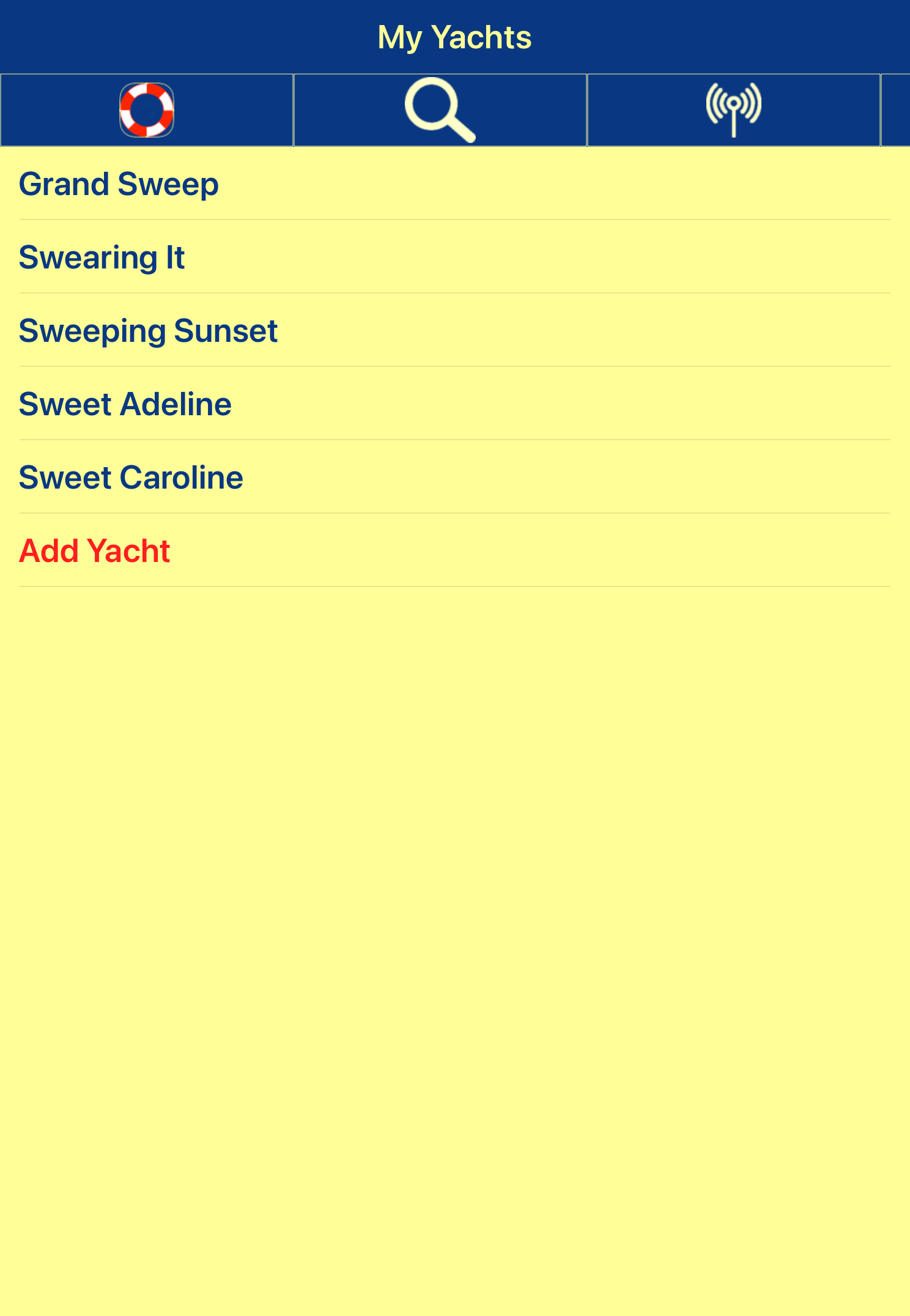 My Yachts List - iPad